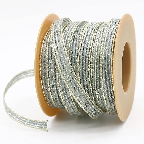 Miniatura 3 de Artsy Crafts - Paquete de 2 rollos de cinta de arpillera de 14 pulgadas con bordes de purpurina, 10 yardas cada uno, cinta de tela de yute rústica