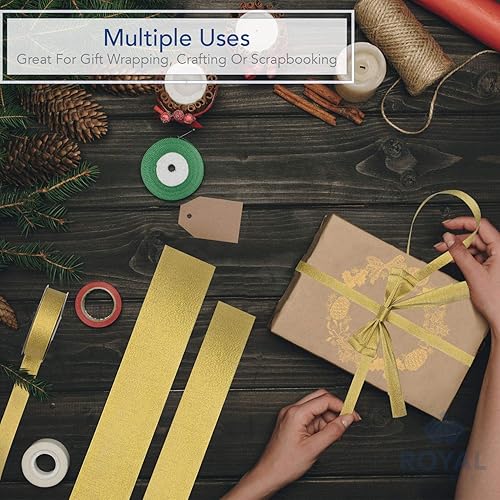 Miniatura 7 de Royal Imports Rollo de cinta de tela metálica brillante con purpurina para Navidad, manualidades, floral, boda, costura, fabricación de lazos,