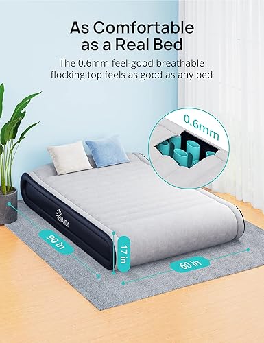 Miniatura 4 de Evajoy Colchón de aire inflable Queen con bomba integrada y colchón de aire de campamento colchón inflable Queen con bomba eléctrica externa de alta