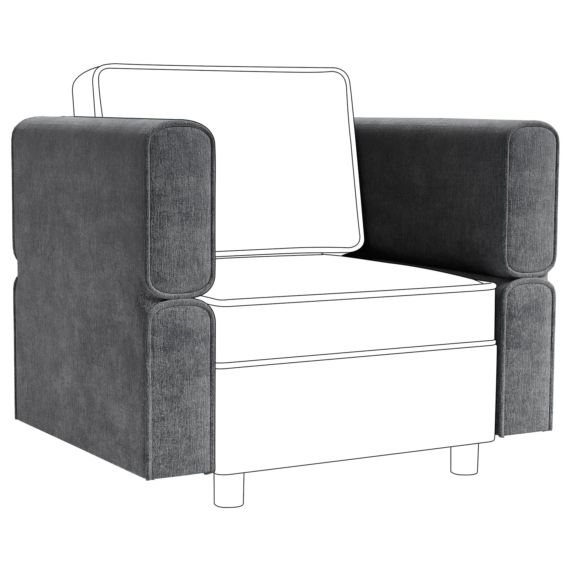 GarveeHome Chenille Armrest Module for Modular Sectional Sofa, 90°-180° Adjustable Sofa Armrest, A Pair of Couch Armrests for Sectional Sleeper Sofa,