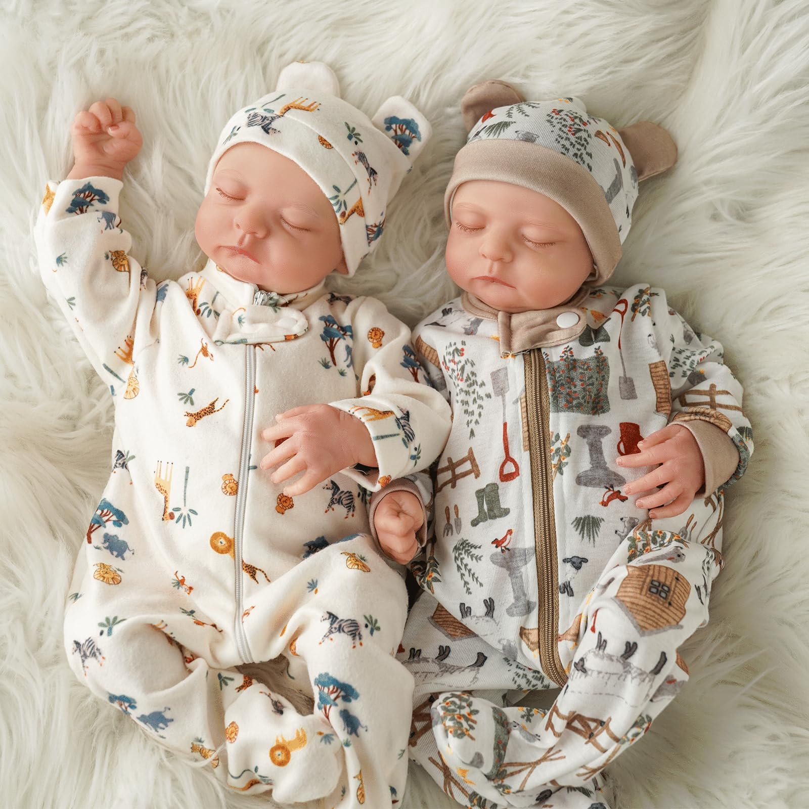 BABESIDE Muñeca Reborn Gemelas - 20 Pulgadas Bebé Reborn Nacido Realista con Cuerpo de Tela Suave, Muñeco Recién Nacido con Ropa y Accesorios para Niñas y Niños 3+