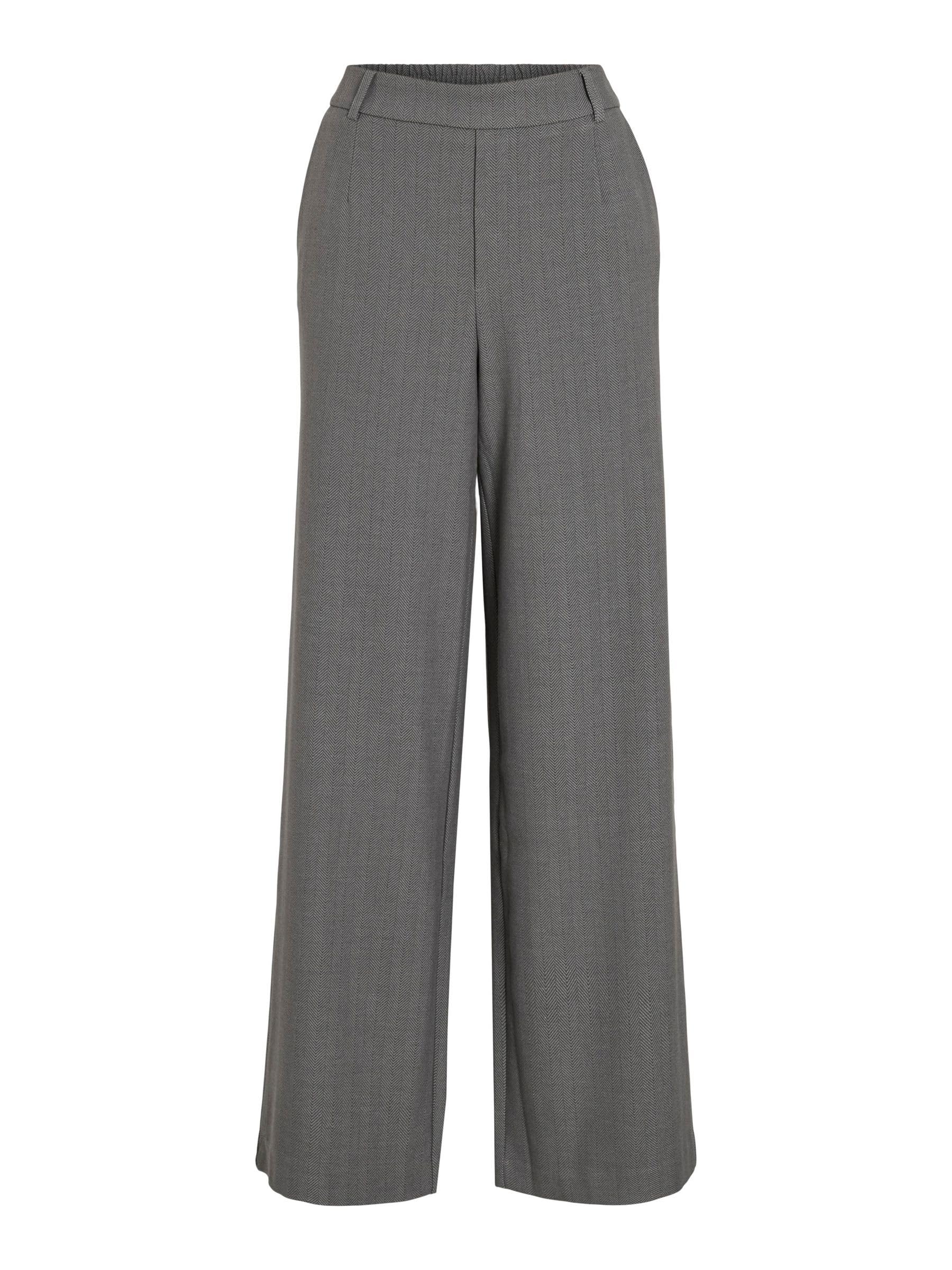 Vila Women's Vivarone Pattern Hw Wide Pant-Noos, Medium Grey Melange, 10