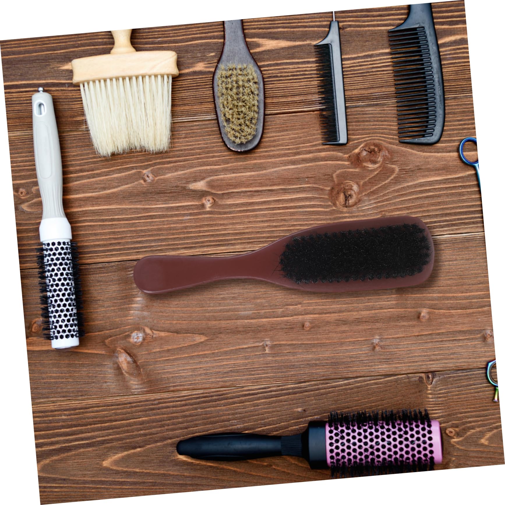 4 Stück Wellenpinsel Haare glätten Kamm Männer Bartbürste Borste Gesichtshaar-Bartbürste Haar -Entwirrerbürste Körperpflege Bartpflegebürste Stylingbürste Haarbürste Holz Schwarz