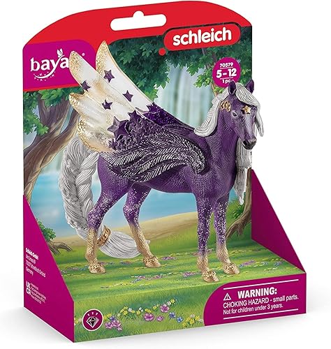 Vista 7 de Schleich Bayala - Figura de Pegaso de estrella de 7 pulgadas con alas estrelladas, juguete mágico de caballo alado con cuerpo con purpurina
