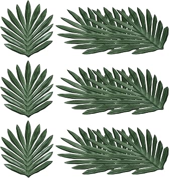 PATIKIL 7" Green Palm Leaves, 24 Pack Artificial Palm Leaves Faux Palm Fronds Fake Palm Leaf Simulation Tree Leaves for Home Hawaiian Jungle Beach Party, Style 24