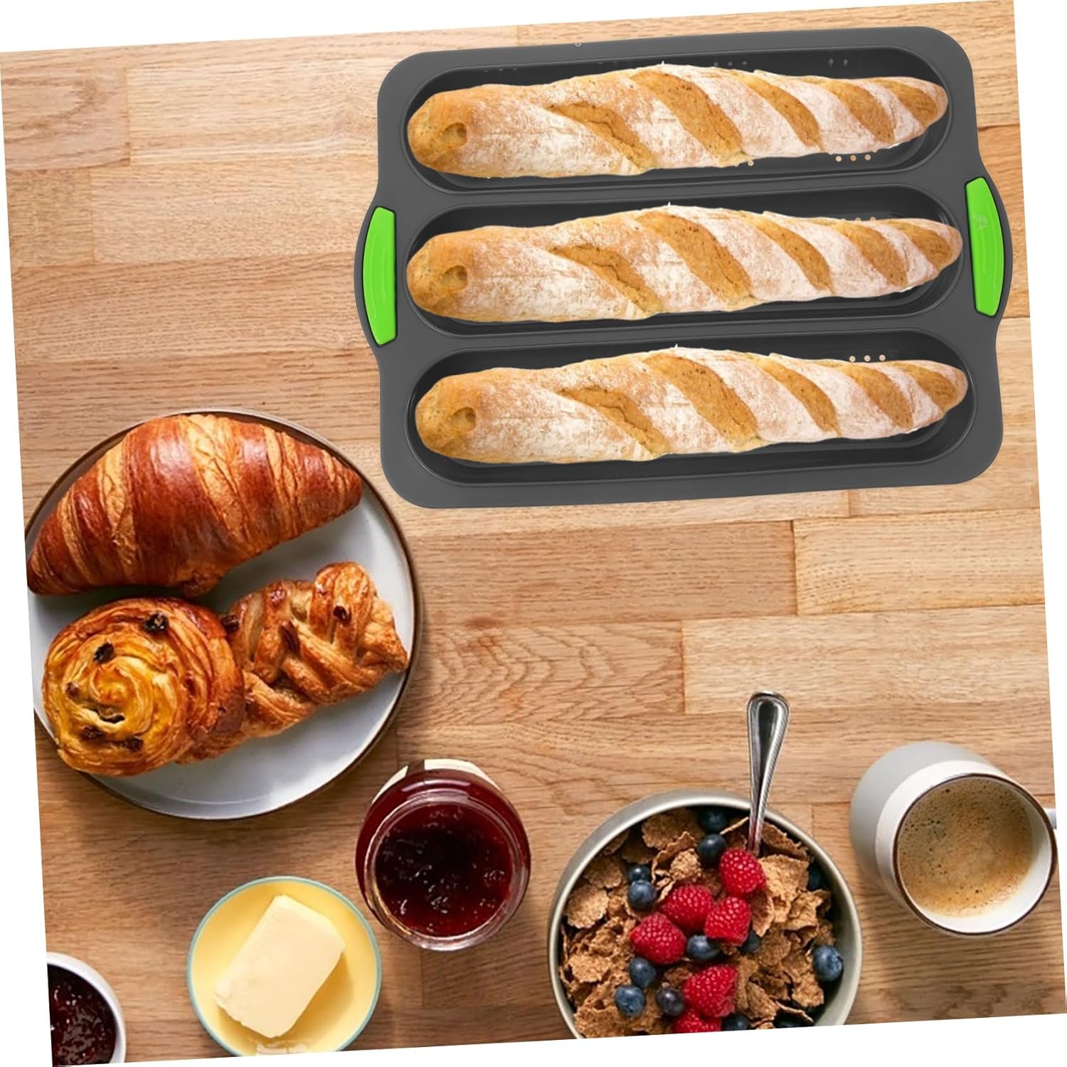 Zerodeko 8-grid Bread Baking Silicone French Bread Pans Non-stick Easy to Clean