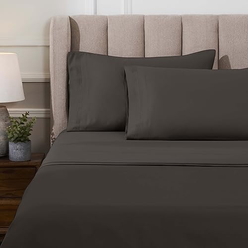 Miniatura 2 de Superior Juego de sábanas de algodón egipcio de 4 piezas, 1000 hilos, diseño moderno, sábanas sostenibles, básicos de lujo, sólidas, sábana bajera A