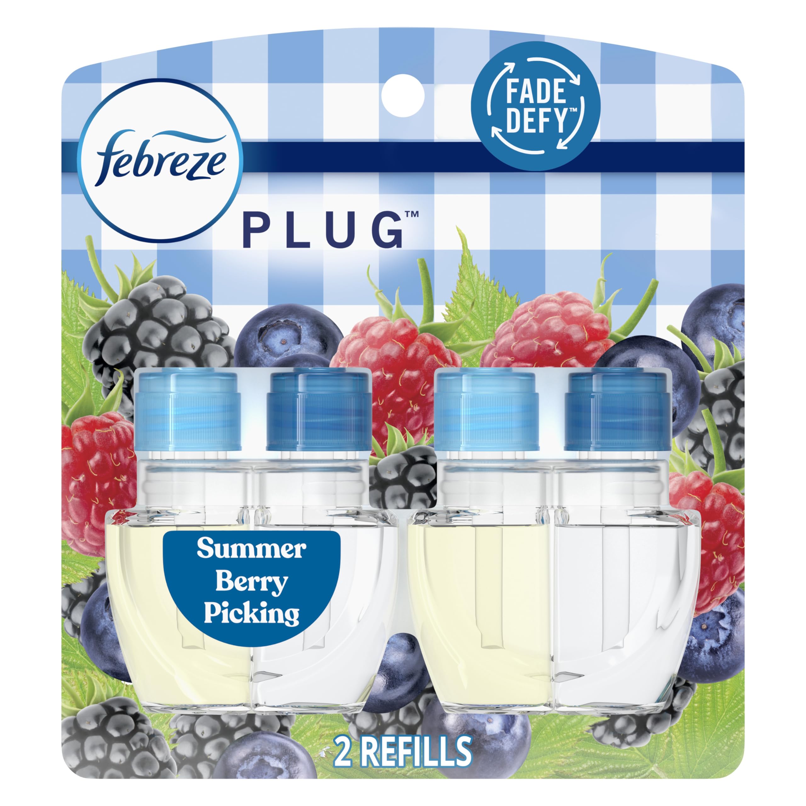 Febreze Plug In Air Freshener Odor-Fighting Scented Oil Refill Summer Berry Picking 2 Refill