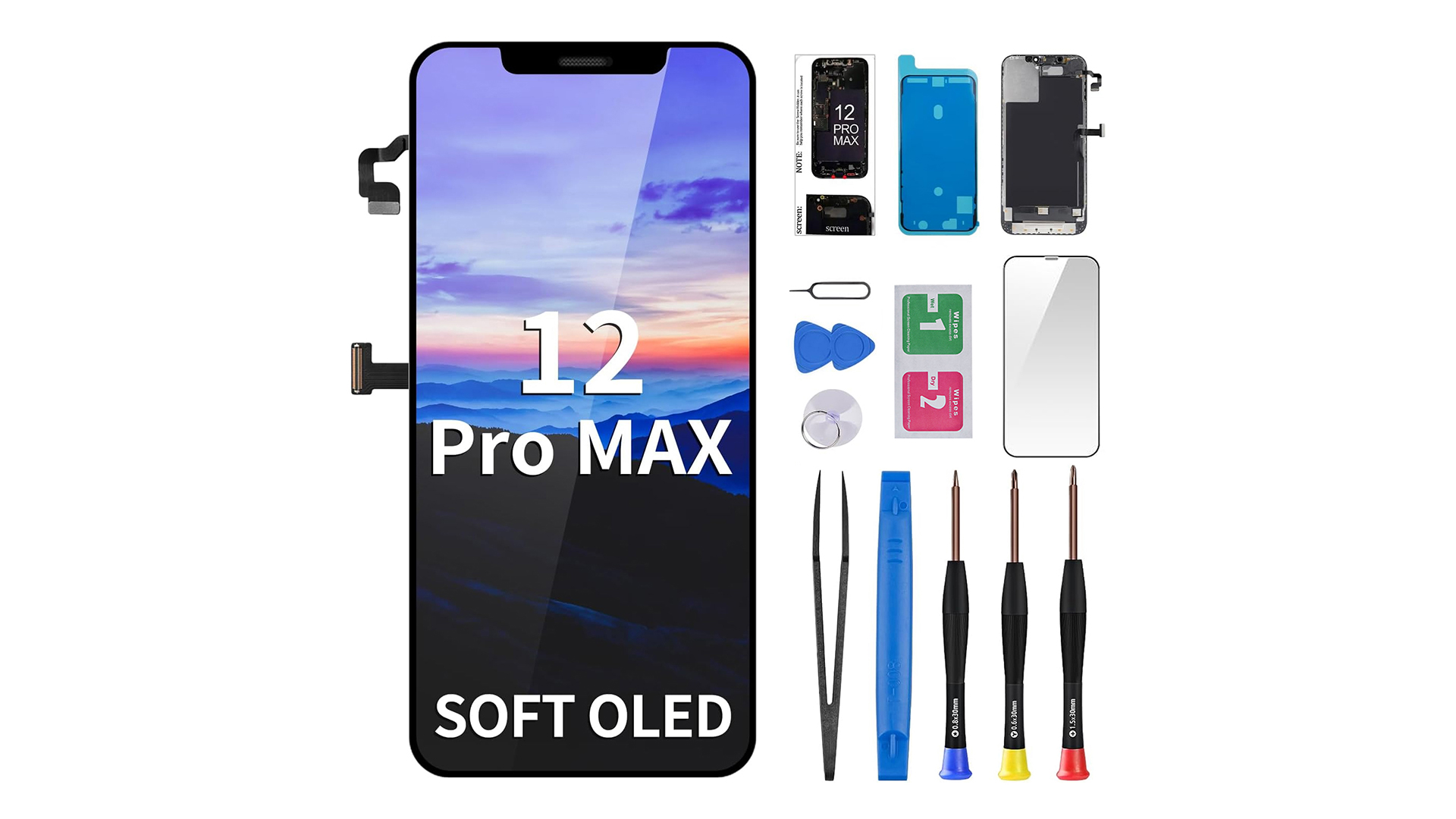 Amazon.com: CYKJGS [Soft OLED] for iPhone 12 PRO MAX Screen