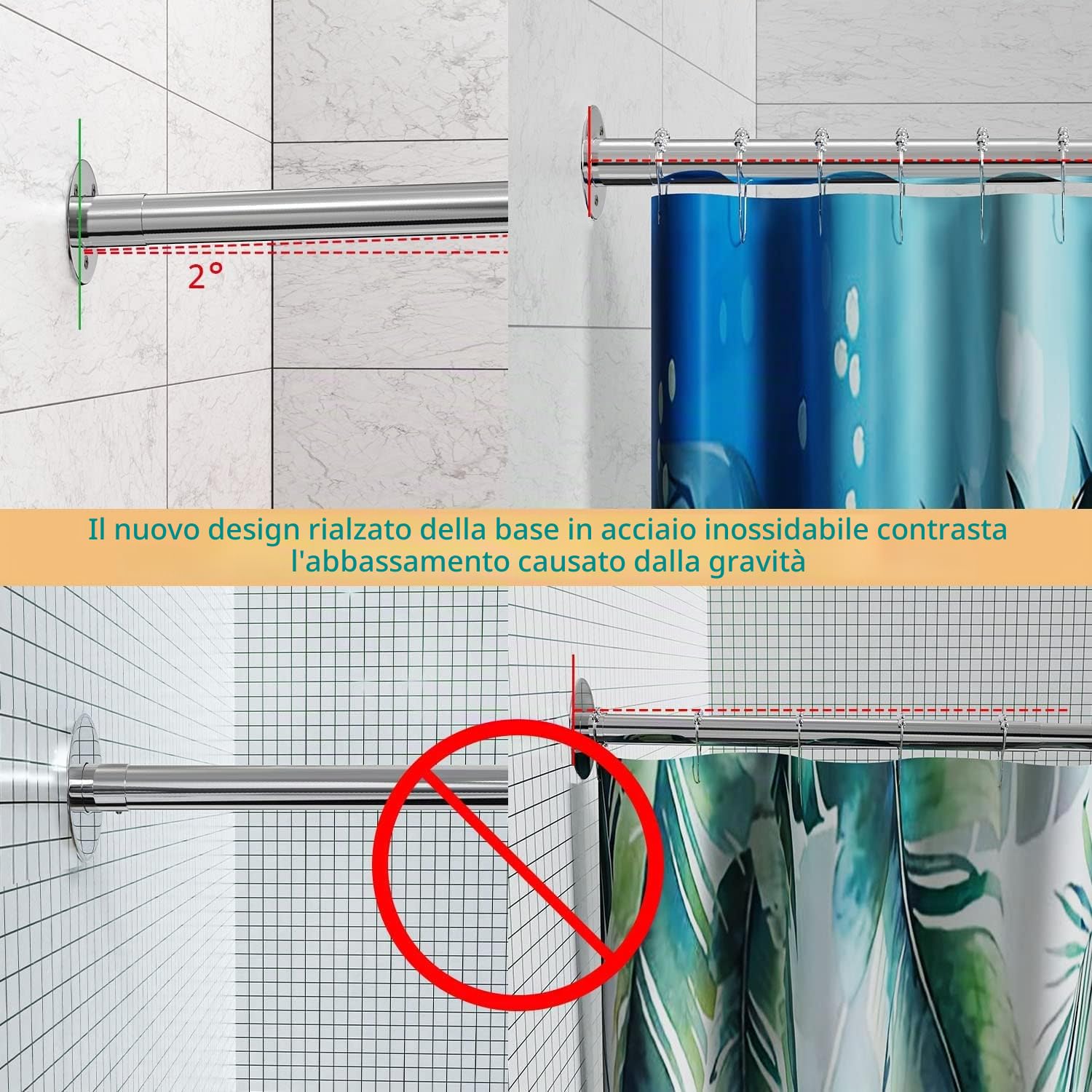 Asta per tenda doccia angolare telescopica a forma di L in acciaio inox 304 (70-100 cm x 70-100 cm), installazione senza trapano, per bagno, negozio di abbigliamento