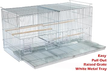 Combo: 4 of No Rust Stainless Galvanized Stack and Lock Double Breeder Cage Bird Flight Breeding Cage with Removable Divider and Breeding Nest Doors Rolling Stand