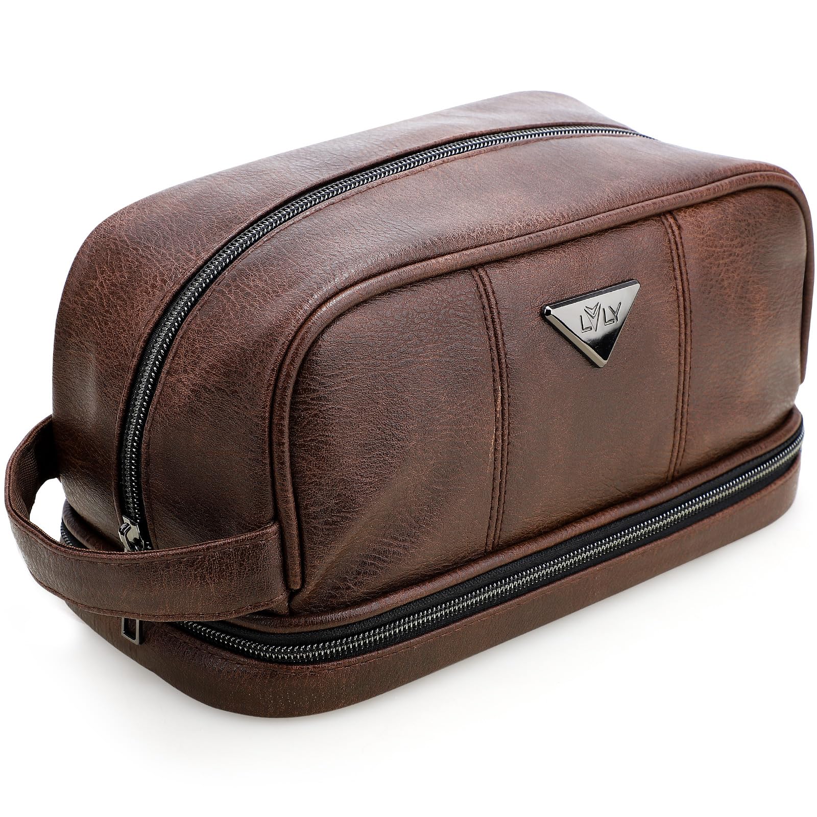 emissary Leather Men's Travel Toiletry Bag, Water Resistant Travel Bathroom Bag Men's Shaving Kit, Valentines Day Gifts for Men, Travel Kit Small Bags