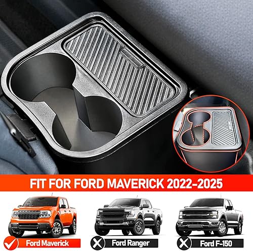Miniatura 2 de Bote de basura para Ford Maverick 2025 2024 2023 2022, cubo de basura trasero mejorado con soporte doble para accesorios interiores Maverick,