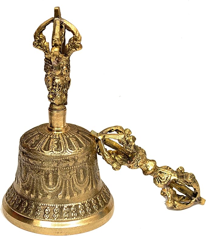 Campana de meditación budista tibetana con dorje miniatura 2