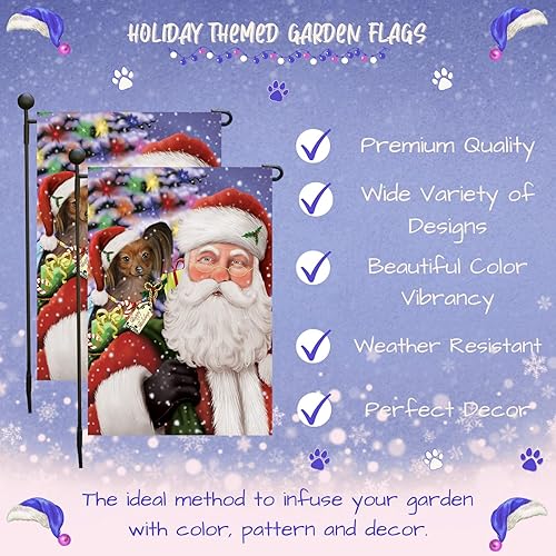 Miniatura 3 de Doggie of the Day Russian Toy Dog Garden Flags - Christmas Santa with Presents - Double Sided - Yard Lawn Spring Decorative Gift - Home Decor 12