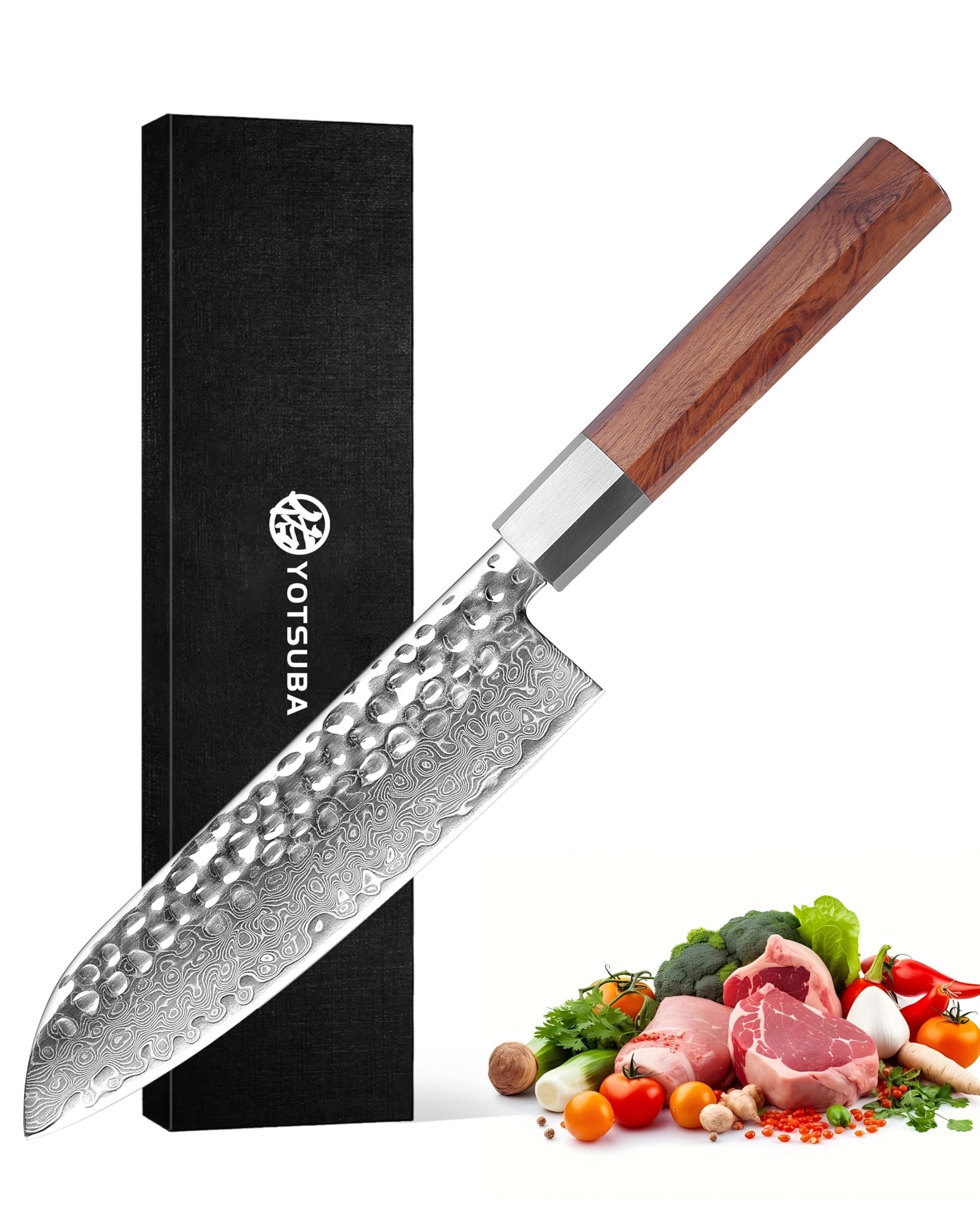 YOTSUBA 3 PCS Japanese Style Knife Set – Natural Rosewood & Damascus Steel — Amazon image 9
