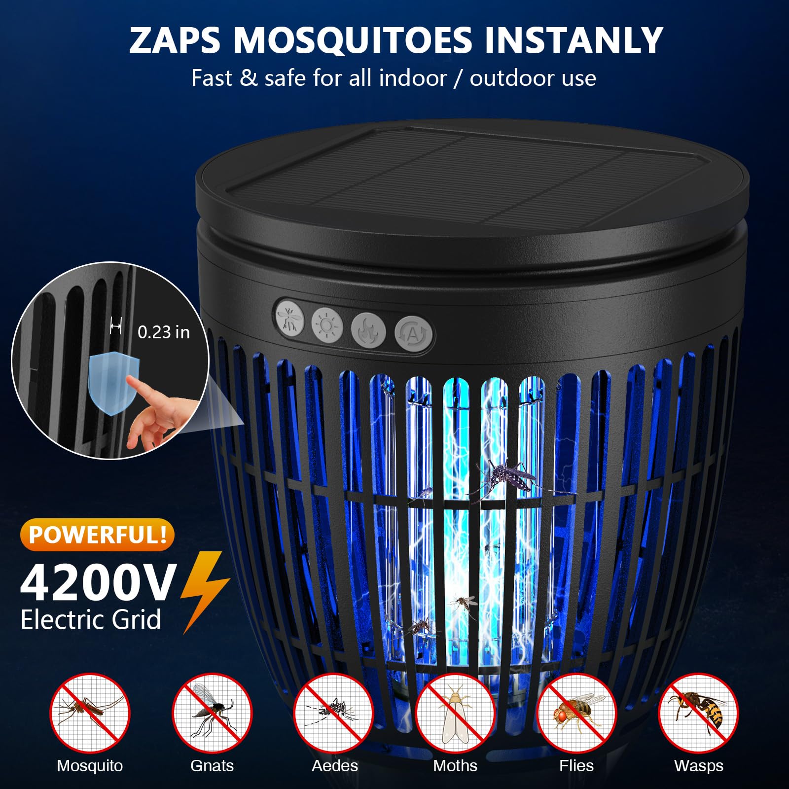 Matamosquitos solar para exteriores, exterminador de mosquitos con