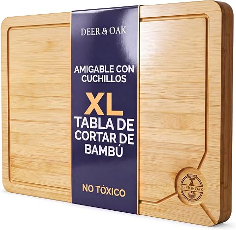 Deer & Oak Tabla de Cortar de Bambú 38x25x2 cm Preaceitada
