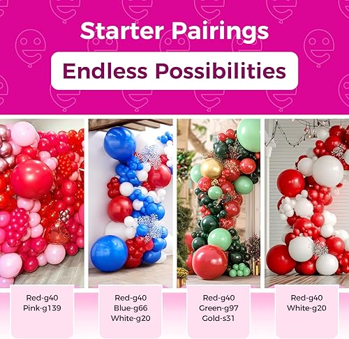 Vista 4 de Bezente - Globos de 5 pulgadas de látex mate para fiestas navideñas, bodas, aniversarios, Año Nuevo y cumpleaños, aptos para helio, rojo, 150