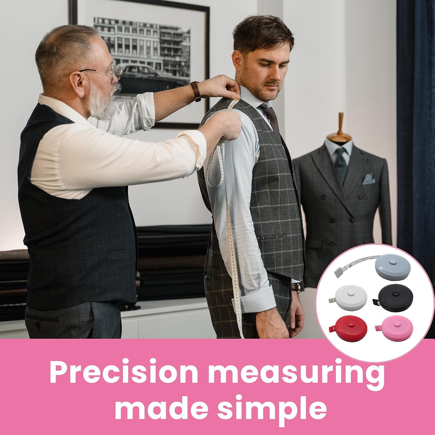 Gadgetime USA Measuring Tape Set (Pack of 5) - Measuring Tool for Waist & Body Measurement, Sewing, Tailor, Craft, DIY, Knitting, Fitness - Retractable, Soft & Flexible