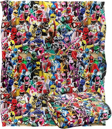 Power Rangers Crowd of Rangers - Manta con licencia oficial de Silky Touch, súper suave, 50 x 60 pulgadas