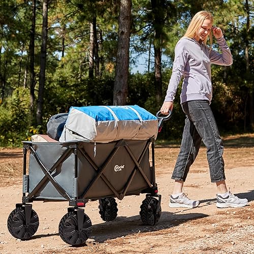 Miniatura 50 de PORTAL Carros plegables plegables de playa, resistentes con ruedas todo terreno para exteriores, campamento, jardín, compras, comestibles, plegable