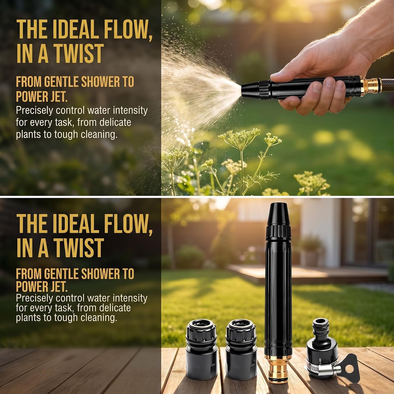 Upgraded High Pressure Water Gun with Multi-Function Nozzle, 3 Spray Modes Power Booster, Heavy Duty Garden Hose Sprayer for Car Washing, Yard Cleaning & Plant Watering (1 PCS)
