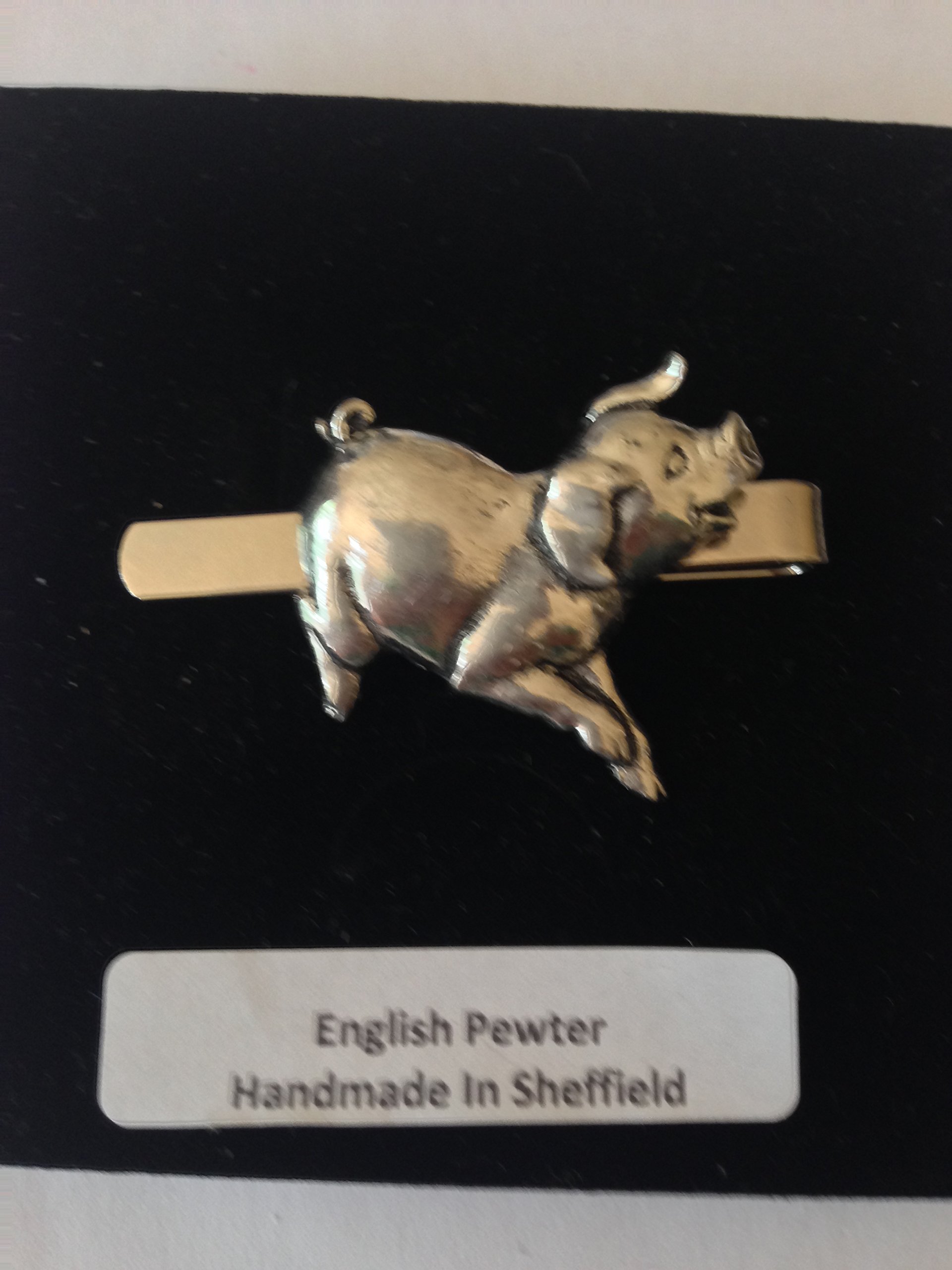 A39 Running Pig English Pewter emblem on a Tie Clip (slide) Handmade in sheffield comes with PrideInDetails gift box