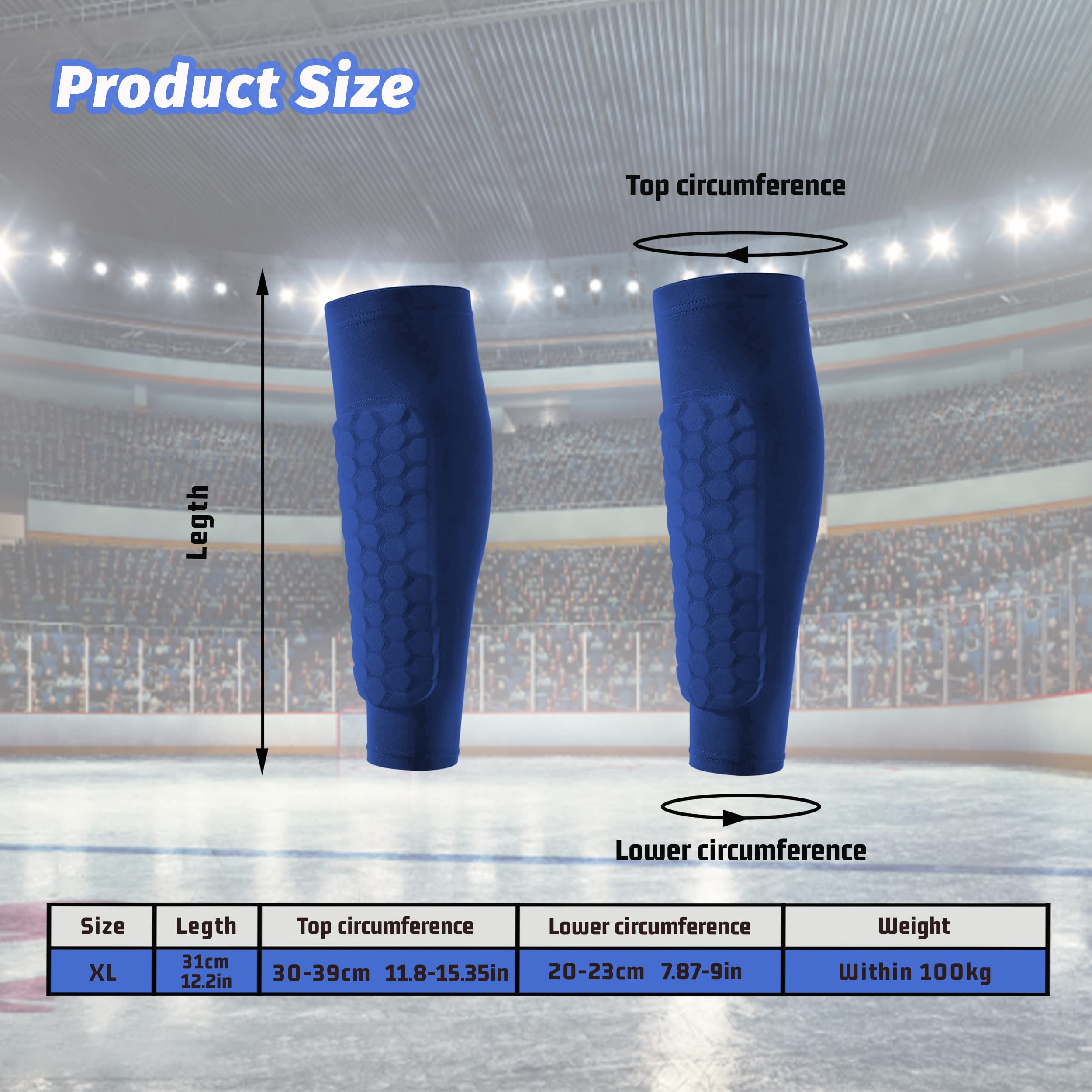 Protège-Mollets En Silicone - Lot De 2 - Taille 9,5x30cm - Pour Football, Course à Pied - Adultes & Enfants - 4