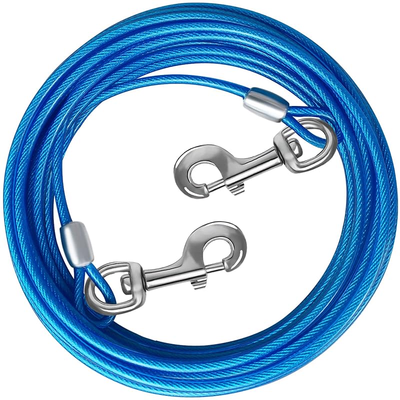 Guia de Contenção para Cães com Cabo de Aço Revestido em PVC HaiYUAN 4,57 m Azul