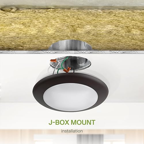 Miniatura 9 de ASD Paquete de 12 luces LED de disco de 4 pulgadas, 10 W 5CCT 2700K-5000K 685LM CRI90+, lámpara de techo regulable, disco de montaje en superficie