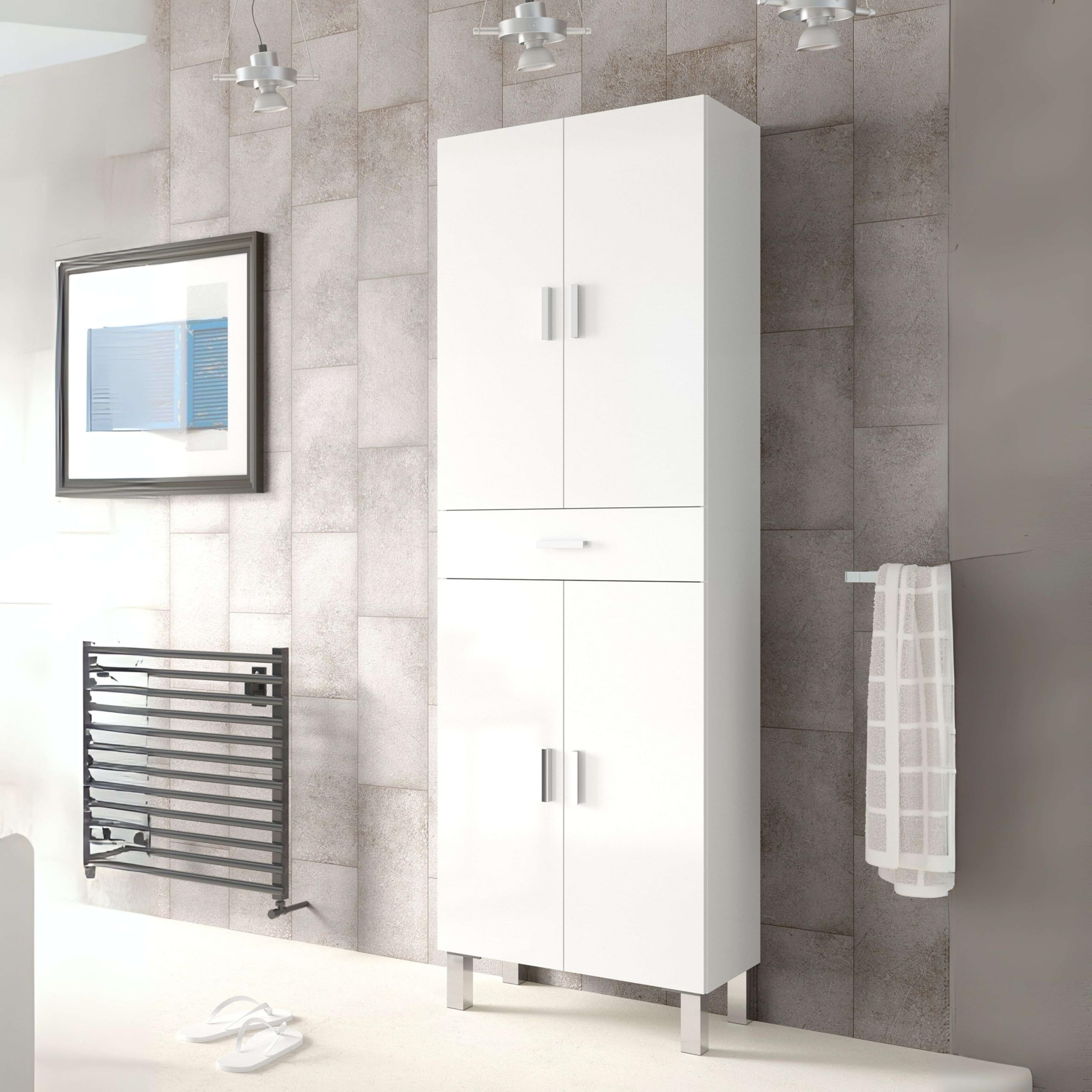 Armario Toscana de Baño - 4 Puertas de 180 x 60 x 29,5 cm - Blanco