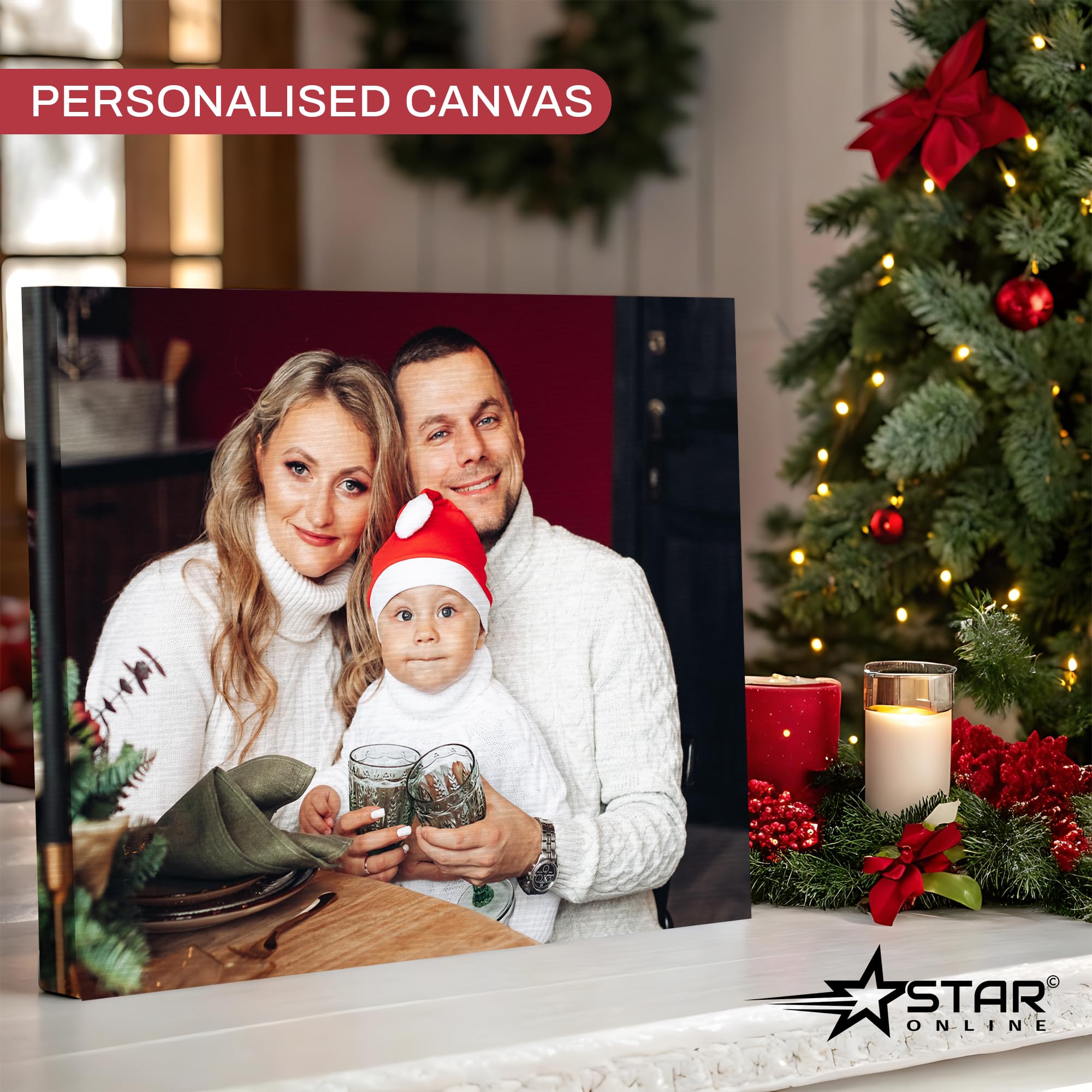 Star Online Personalised Canvas Photo Prints Pictures Birthday Frames Gifts For Mum,Dad Custom & Wall Art Holiday Memory (20x25cm (8x10in)) — view 2