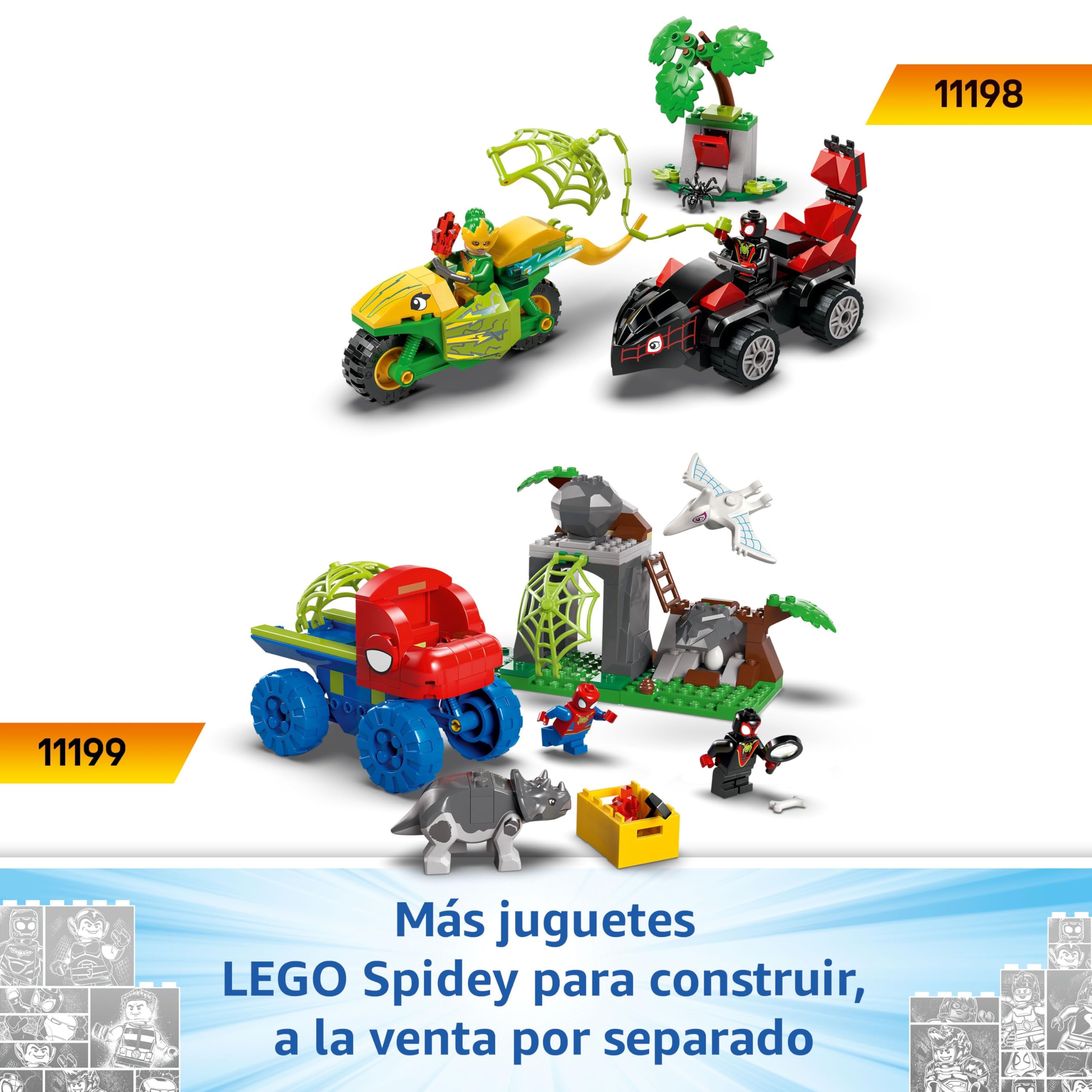 LEGO Marvel Spidey y Gobby: Batalla de Raptores en la Base de la Casa del Árbol, Dinosaurios de Juguete, Minifigura Spider Fantasma, Regalo para Niños y Niñas de 4 + Años Spidey y su Superequipo 11200