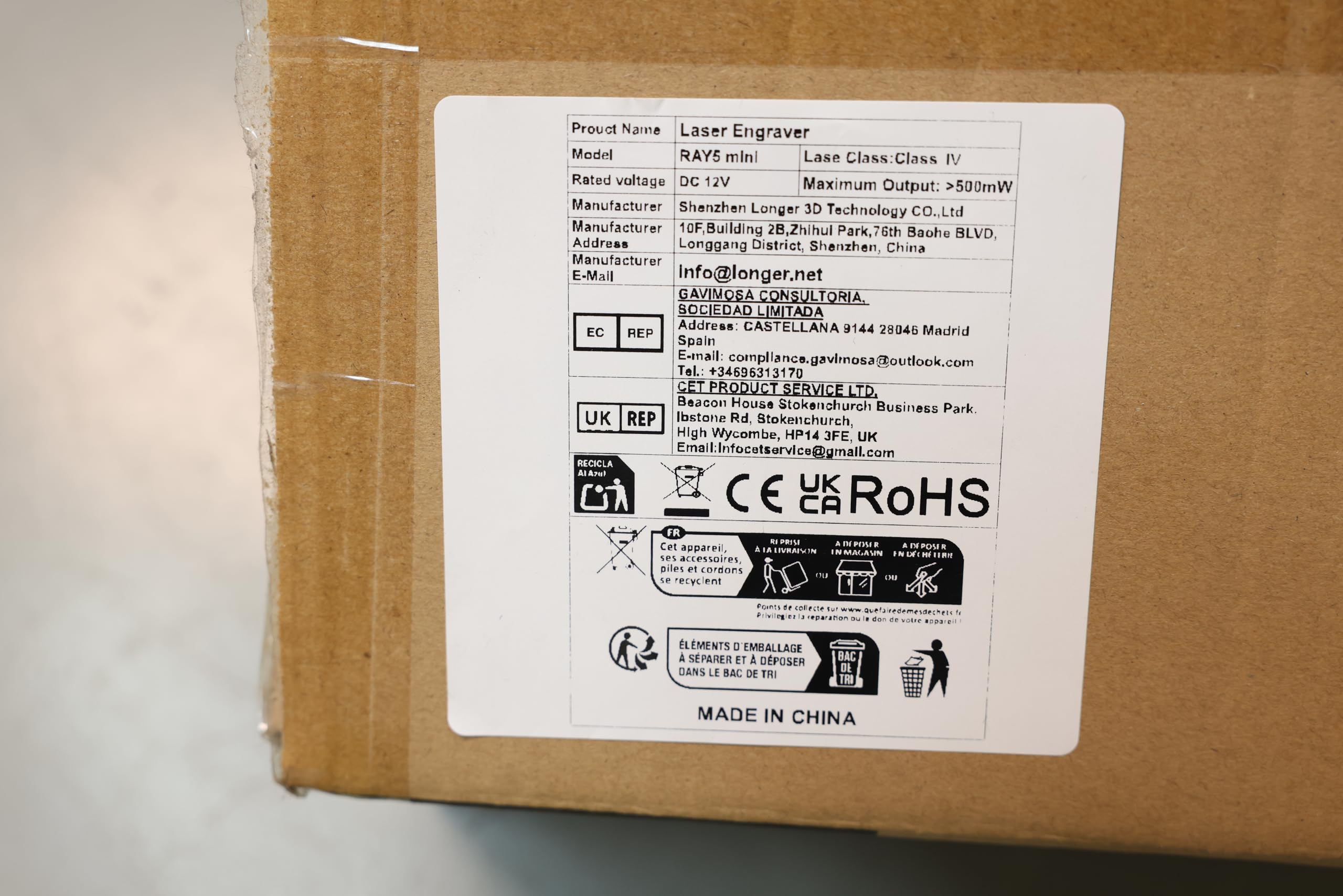 LONGER Ray5 Mini Lasergraviermaschine, Hochgeschwindigkeits-Lasergravur mit Wi-Fi, Not-Aus Sicherheitsfunktion, CNC DIY für Holz, Metall, Acryl und Leder, 3.5W, Arbeitsbereich 140 × 130 mm