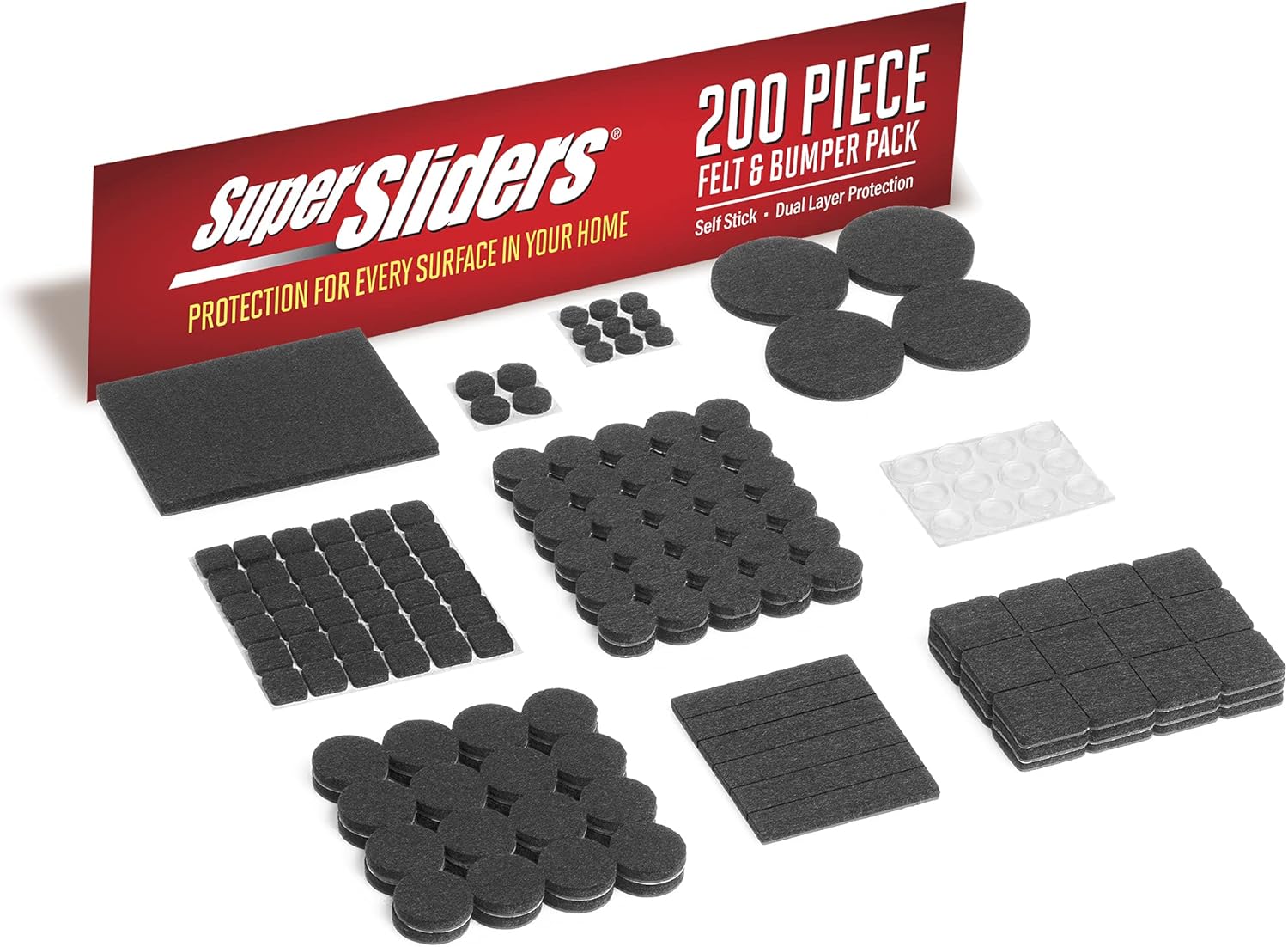 Super Sliders SelfStick Furniture Felt Pads & Bumpers Protect