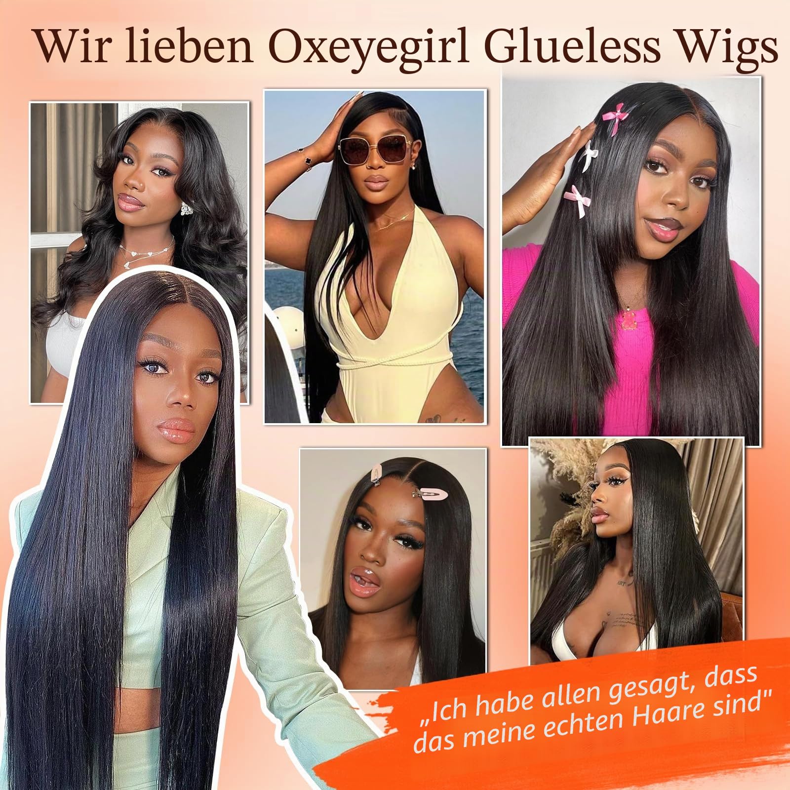 Oxeyegirl 18 Zoll 9x6 Straight 200% Density Glueless Wig HD Lace Front Human Hair Wigs For Black Women Pre Plucked Pre Cut 46cm