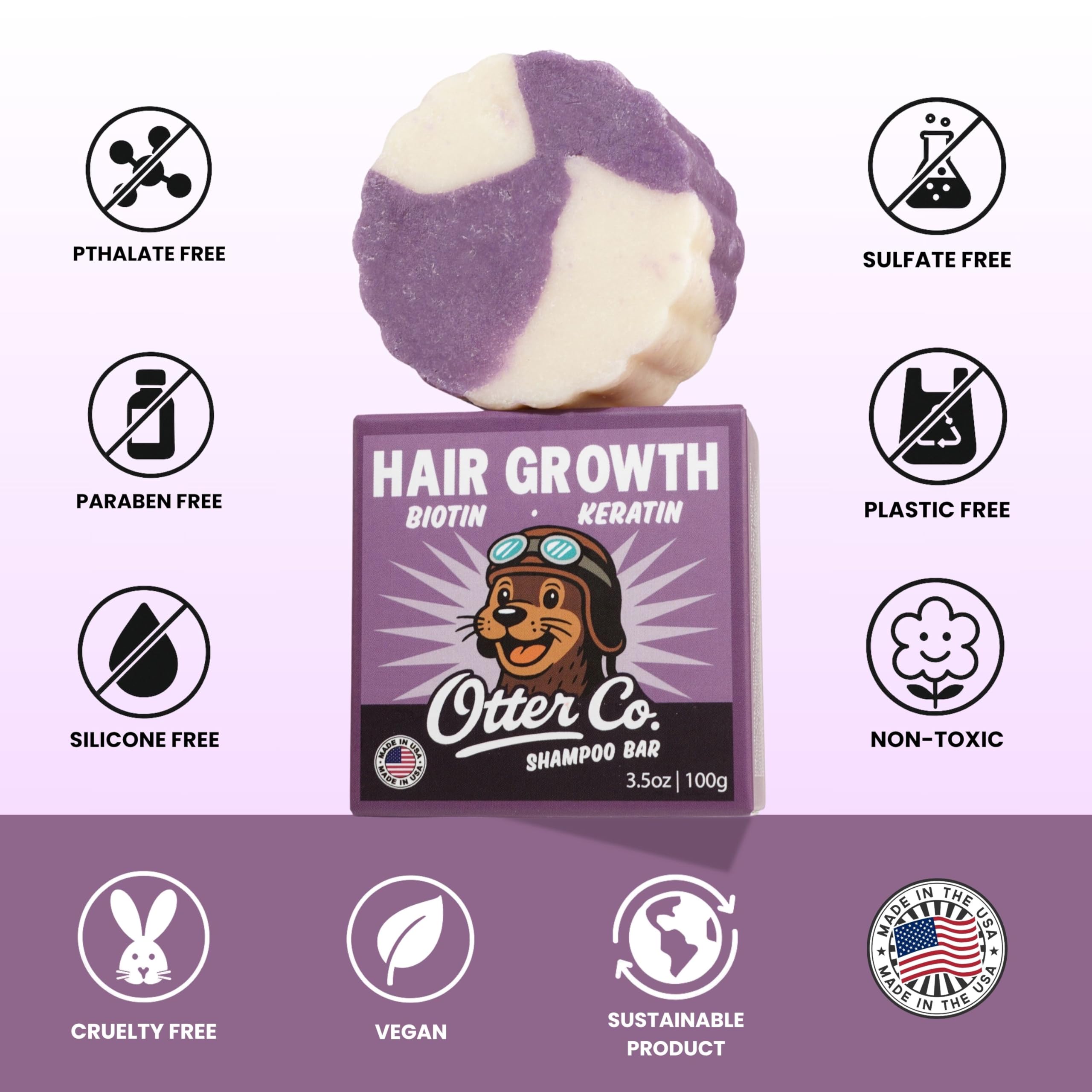 Otter Co. Champú de biotina y cebolla para el crecimiento del cabello con queratina, aceite de romero para el crecimiento del cabello, ACV, vegano, sin sulfatos y no tóxico, champú para pérdida de