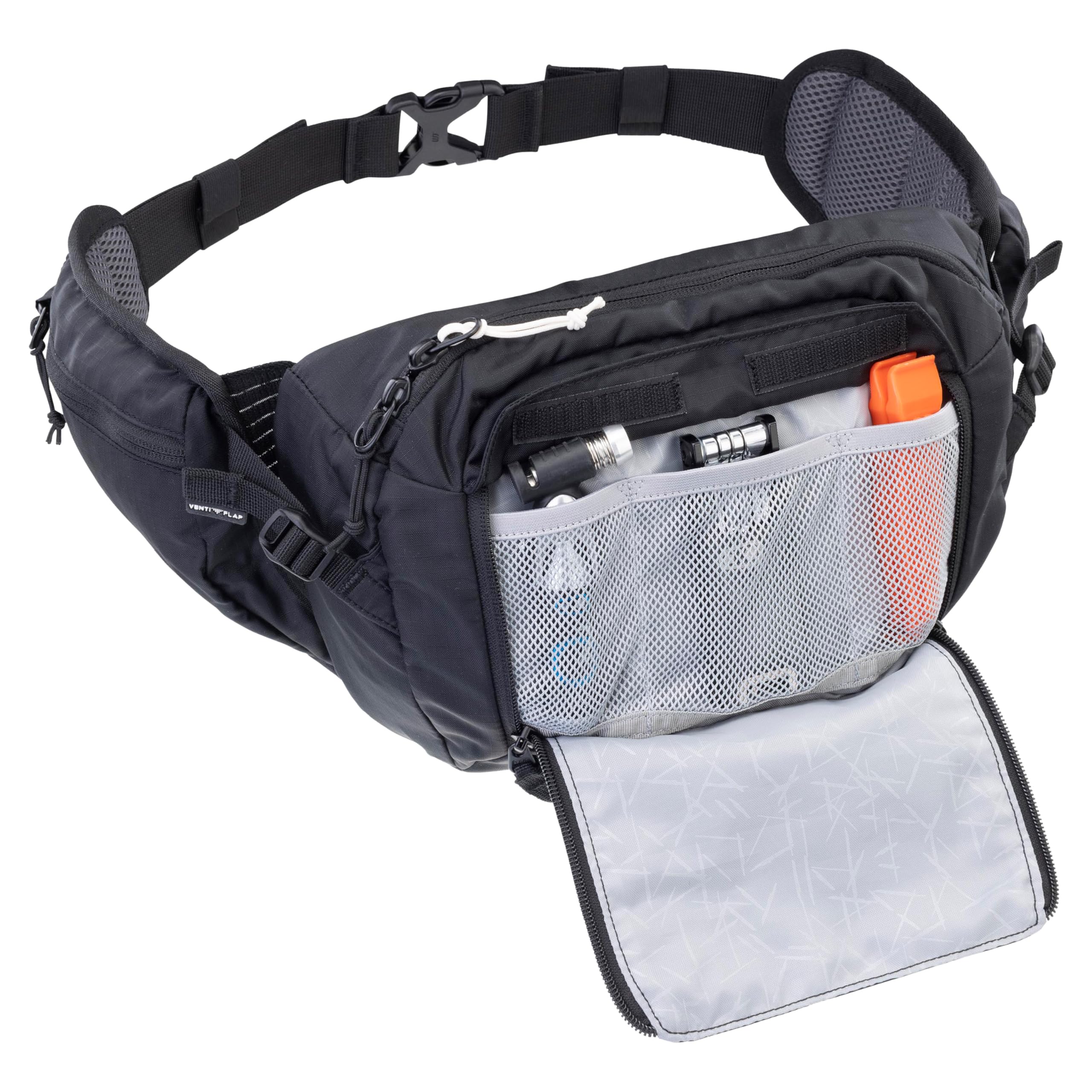 EVOC Hip Pack 3 + Hydration Bladder 1.5 Hip Bag with Hydration Bladder (riñonera compacta con Bolsa de Agua, Ajuste óptimo, Volumen: 3 litros), Negro