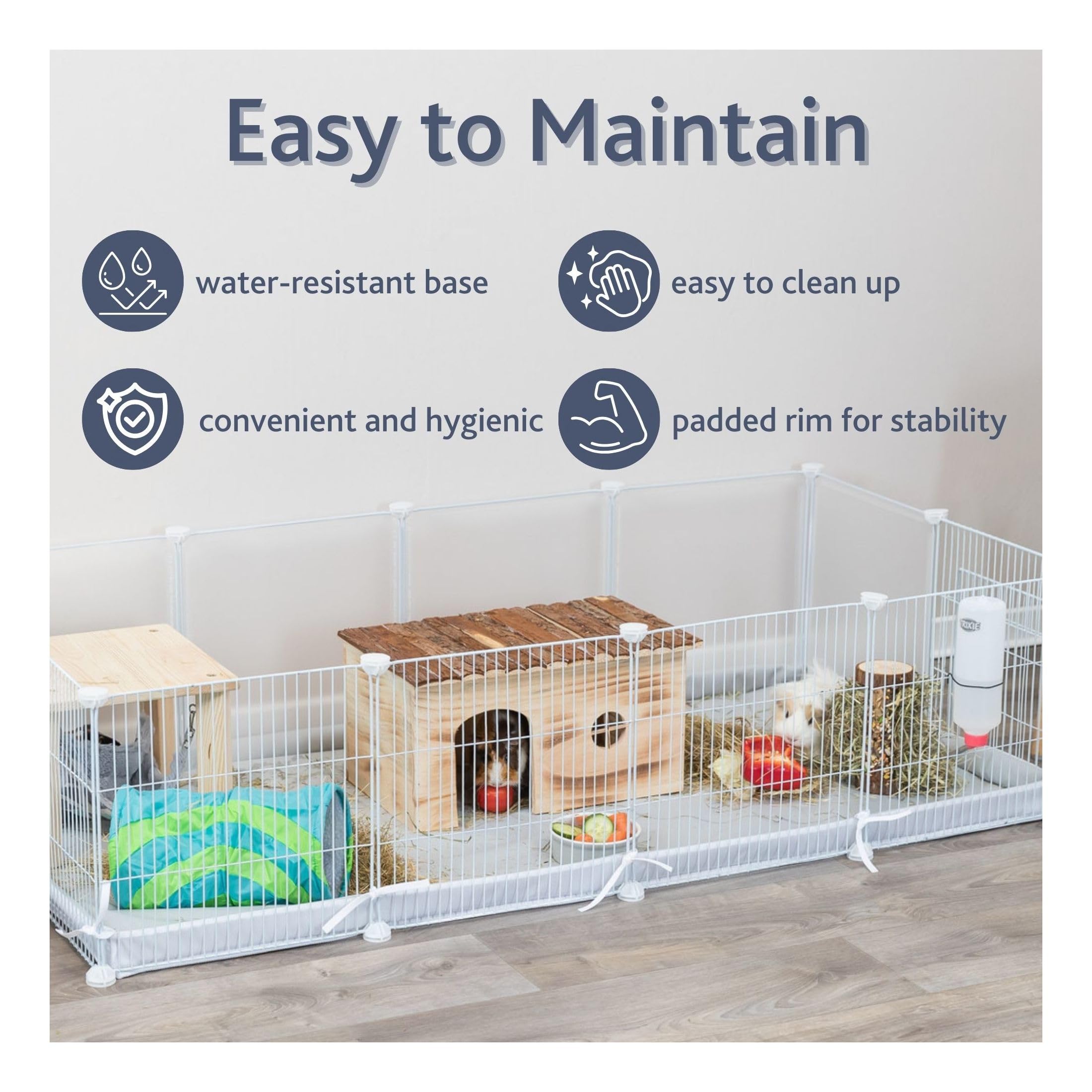 Trixie Indoor-Gehege für kleine Haustiere, Indoor-Stall mit wasserabweisender Basis, Kleintierlaufstall, Meerschweinchen, Igel