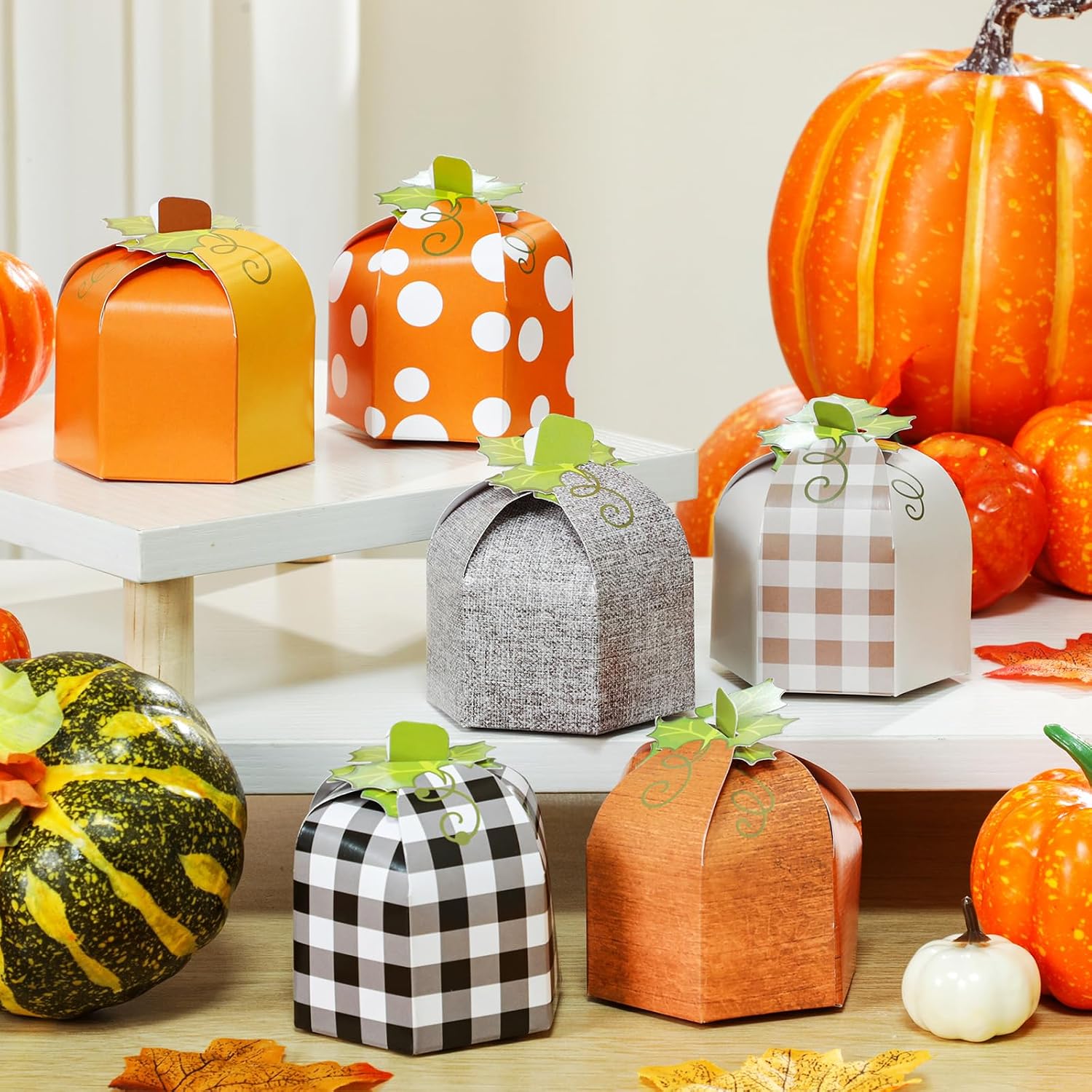 Cholemy 30 Pcs Fall Pumpkin Party Boxes Pumpkin Shape Treat Boxe, Stylish image 3
