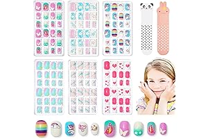 Trendy 6-Pack Press-On Nails for Kids (Ages 9+) in Vibrant Colors and Designs