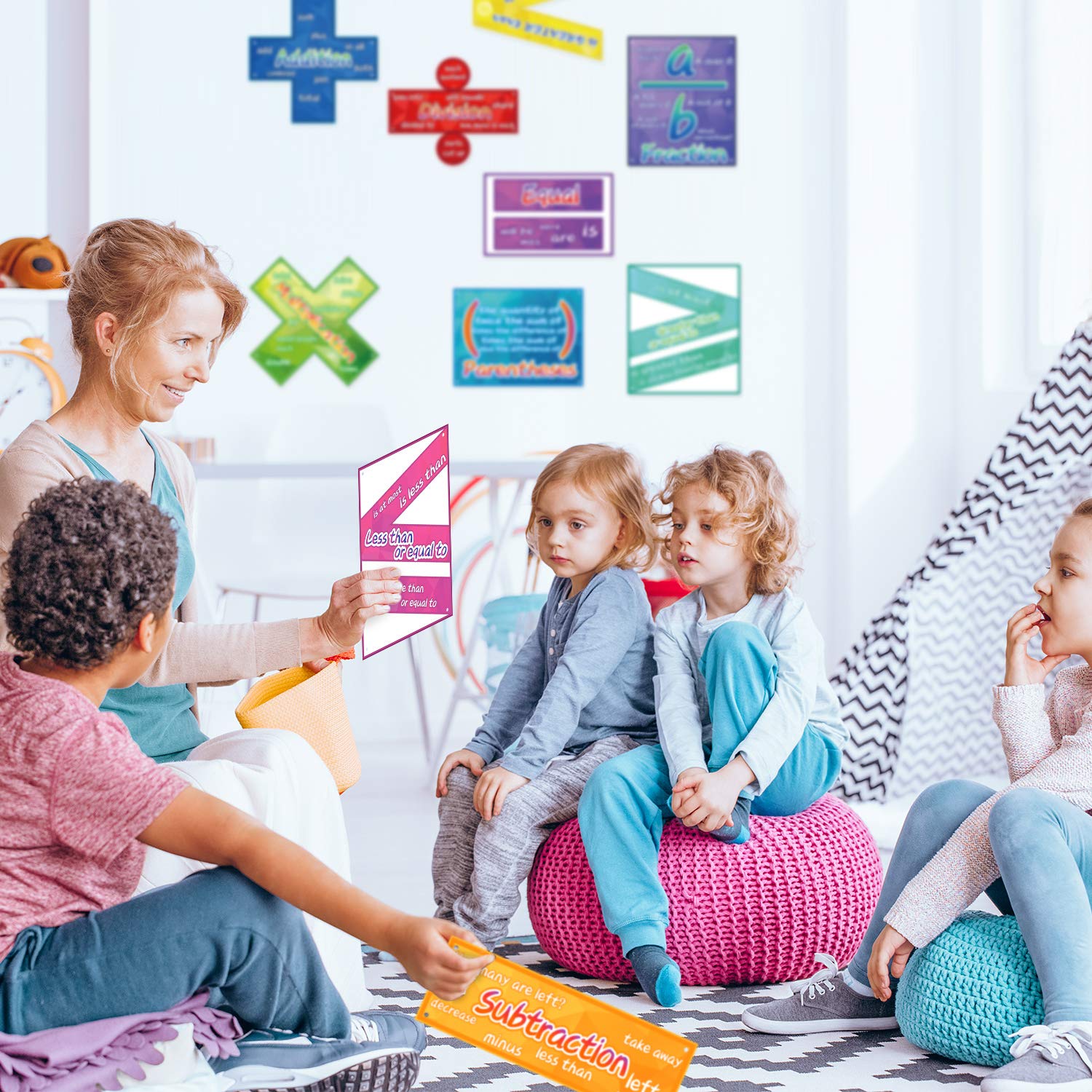 Blulu 10 Pieces Math Poster for Classroom Preschool Primary School Students Kids Math Symbol Teach Educational Learning Poster Keyword for Classroom Decoration Bulletin Board Decor - Image 4