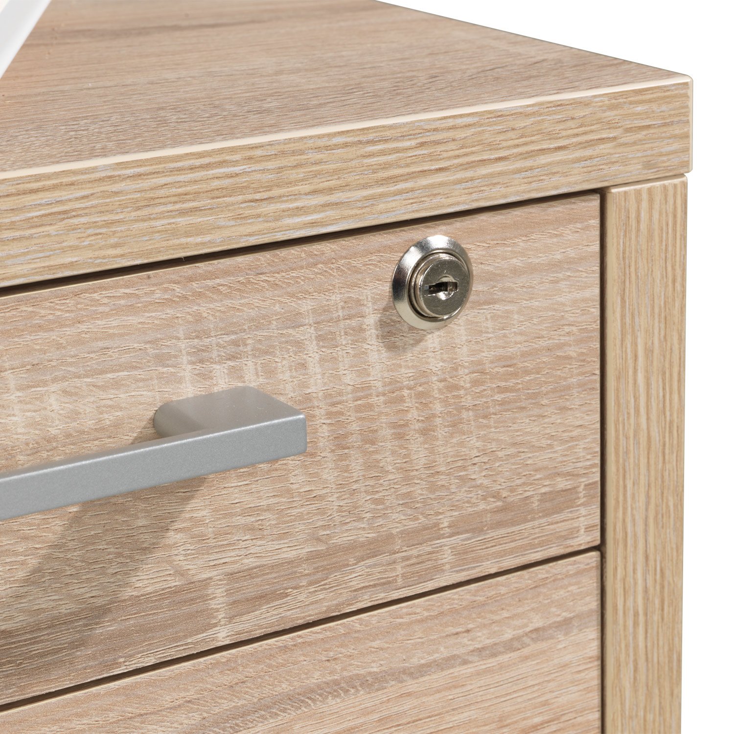 Container Rollcontainer Schubladenschrank | Braun | Eiche | 4 Schubladen | Abschließbar