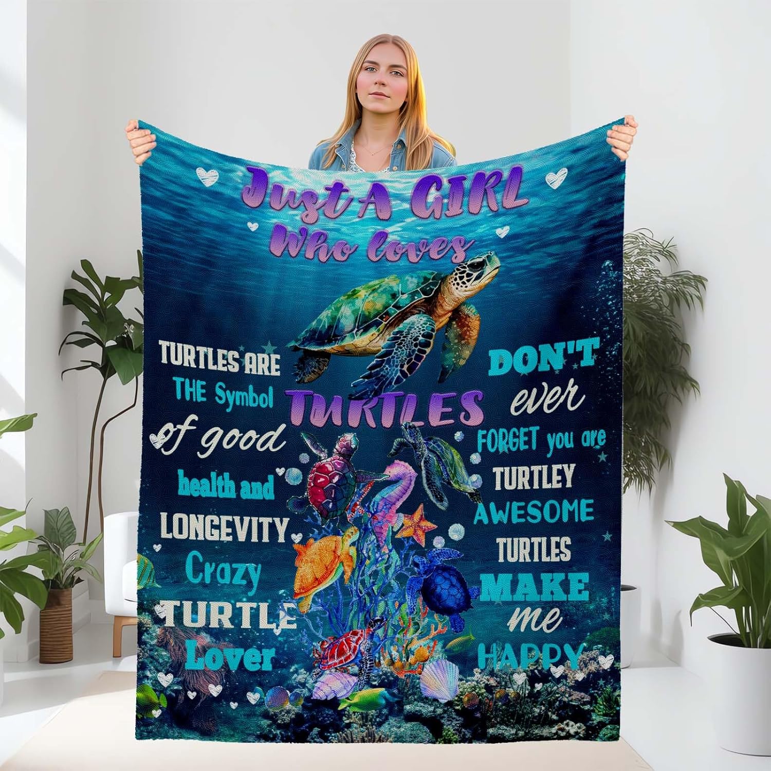 Sea Turtle Blanket,Sea Turtle Gifts for Women Fleece Throw