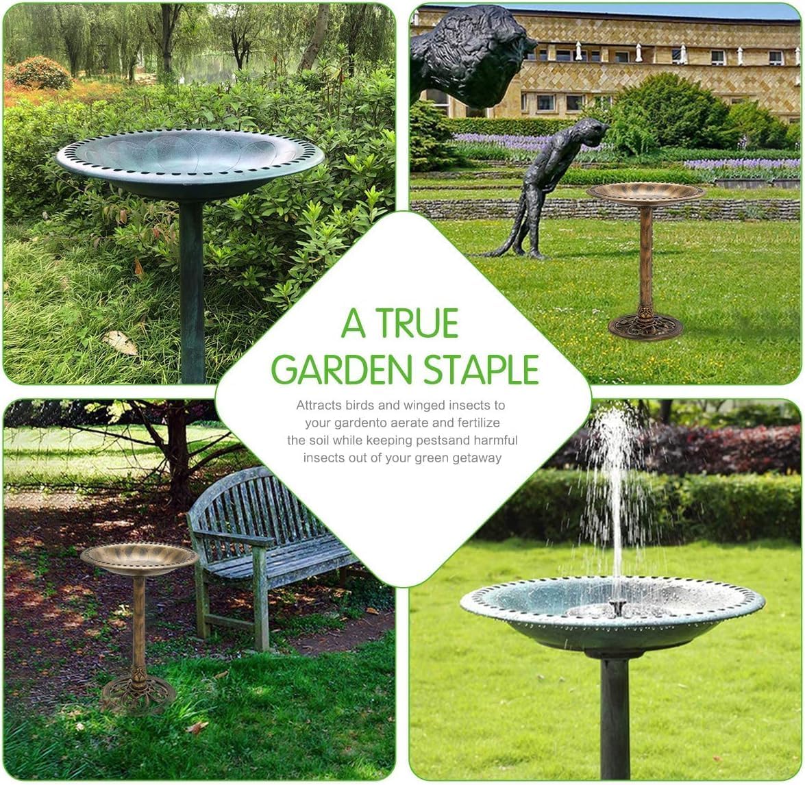 KKY 28 Inch Bird Bath Outdoor Garden Resin Lightweight Retro Courtyard Art Copper Color