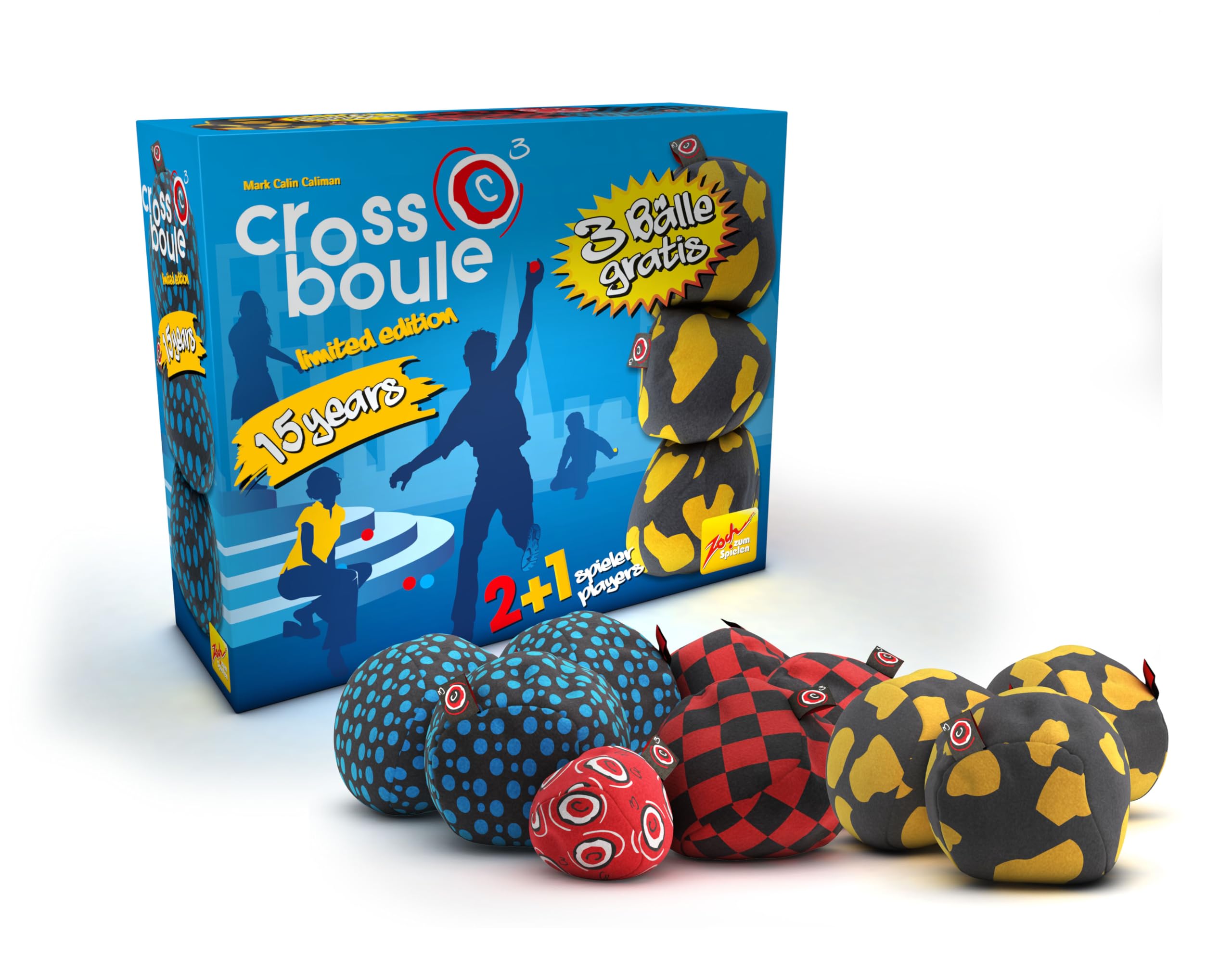 Zoch Crossboule c³ Limited Edition 15 Jahre - 3 Bälle zusätzlich, Boule Spiel in 3D, Set für 3 Spieler, Flexible Stoffbälle, Indoor Outdoor Spiel ab 6 Jahren