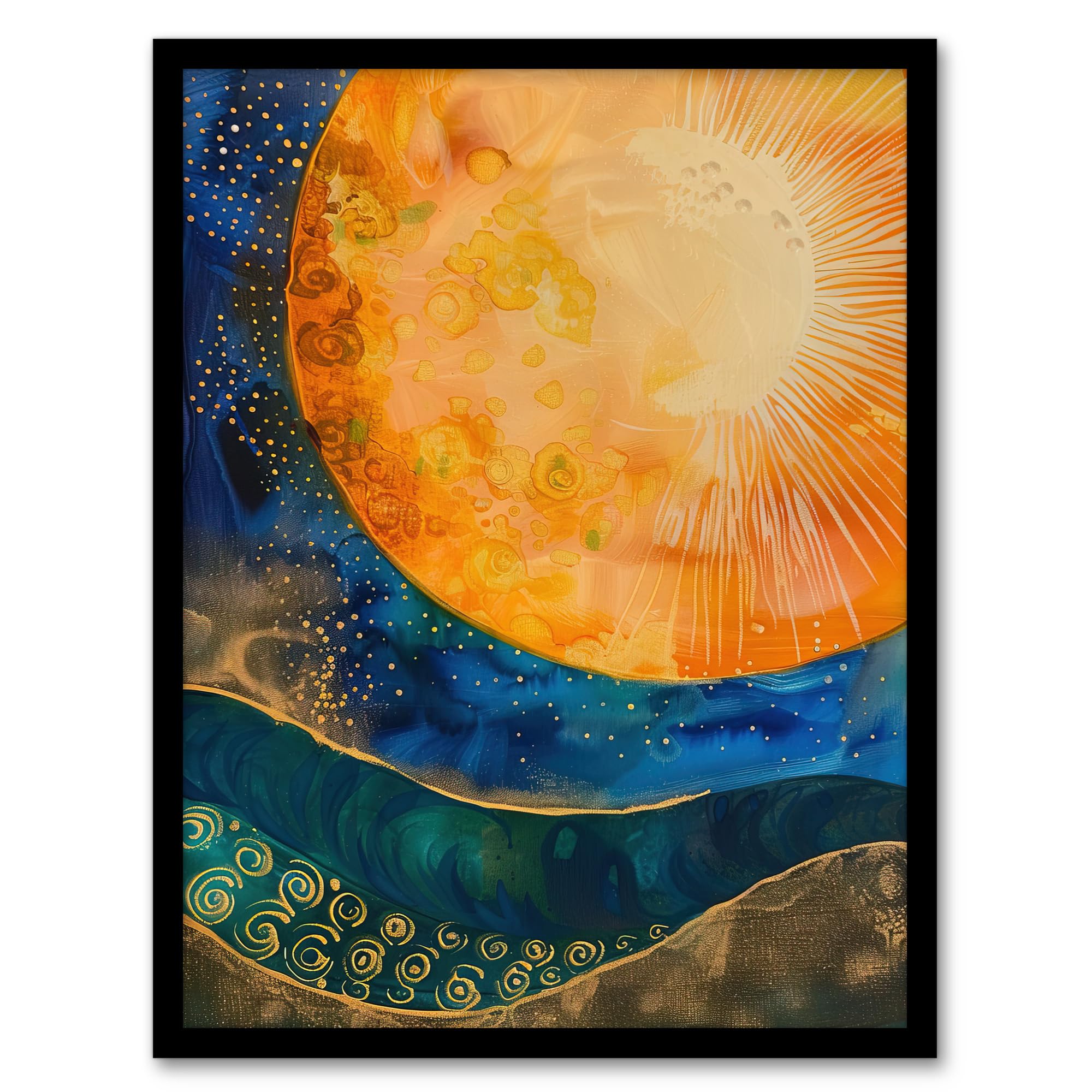 Artery8 Abstract Sunrise Modern Tarot Style Painting Living Room Artwork Framed Wall Art Print A4