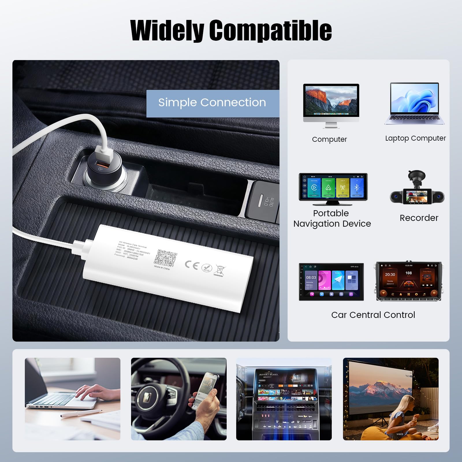 Hikity Mobilny router Wi-Fi 4G Hotspot do samochodu i podróży, Pocket WiFi do podróży po całym kraju, podróży służbowych, technologia WiFi 6, gniazdo USB, kompatybilny z operatorami sieci na całym