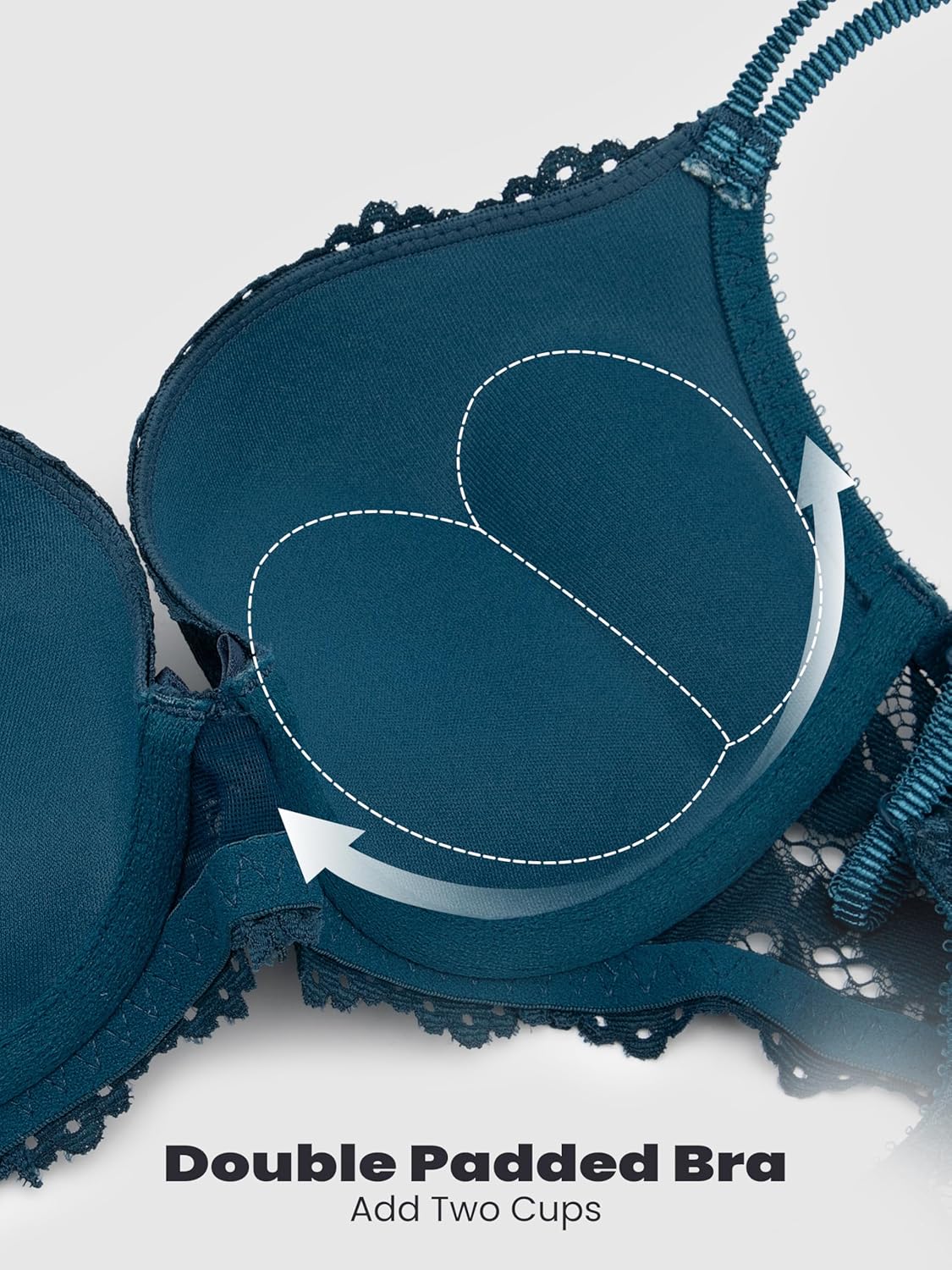 Push Up Bras for Women Add 2 Cups Sexy Lace Cleavage Extra Padded Plunge Bra Underwire - Image 3